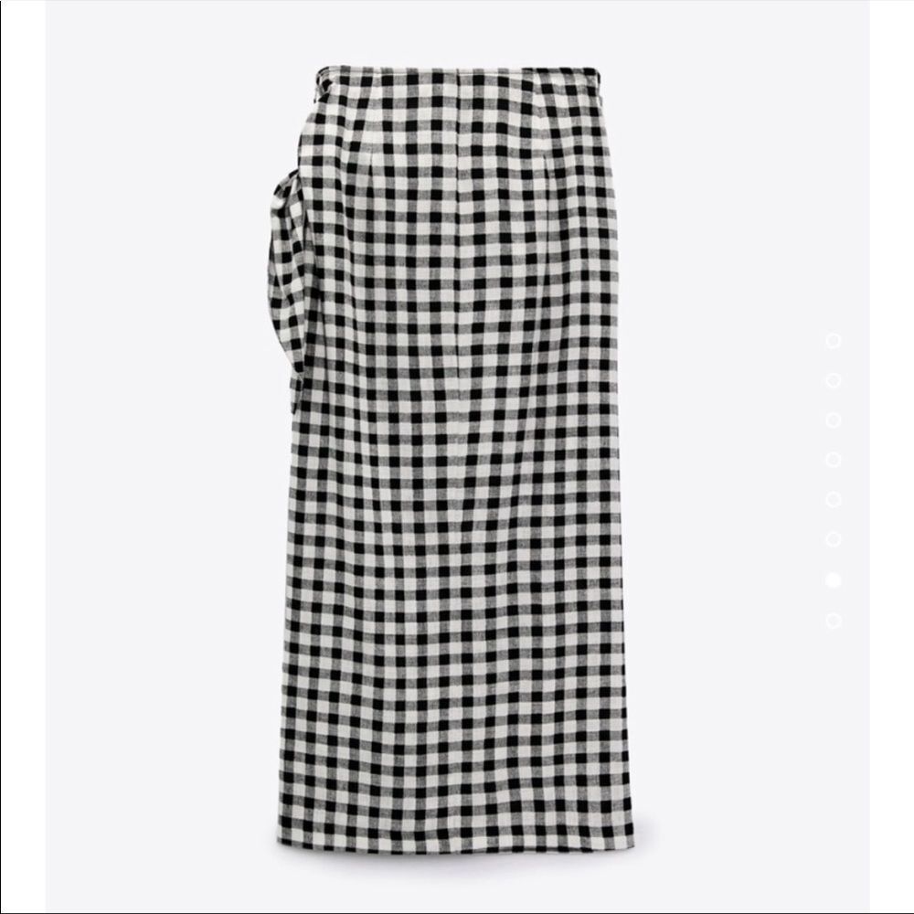 Zara Gingham Wrap Skirt Black/white color - Picture 11 of 11